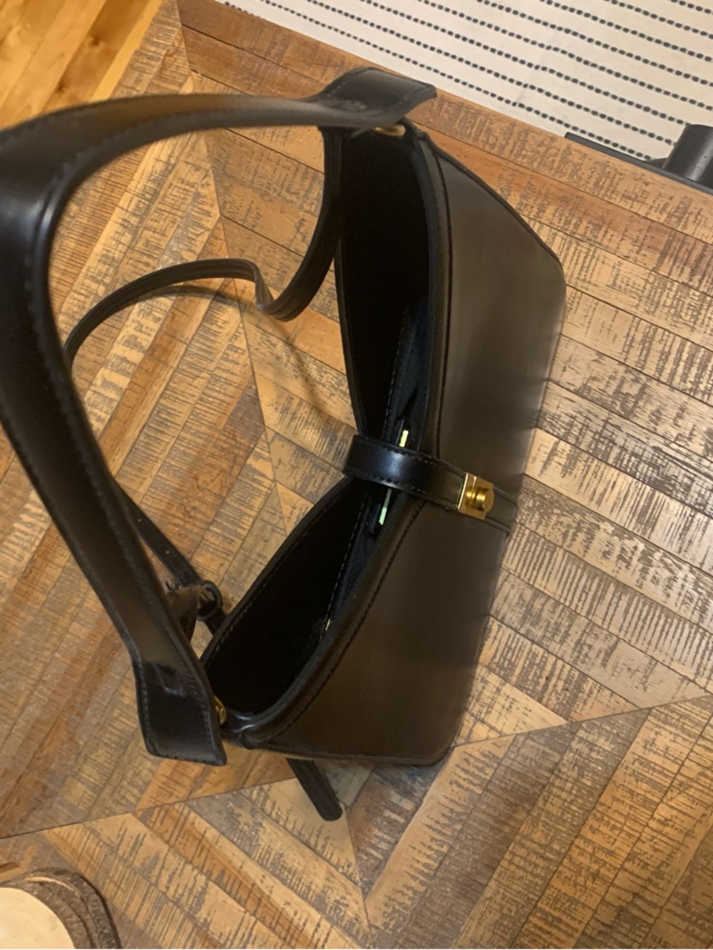 Miztique Black Faux Leather Shoulder Bag with Gold Accent - Picture 8 of 11